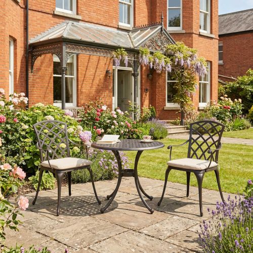 Opal Bistro Set in Bronze with Cushions