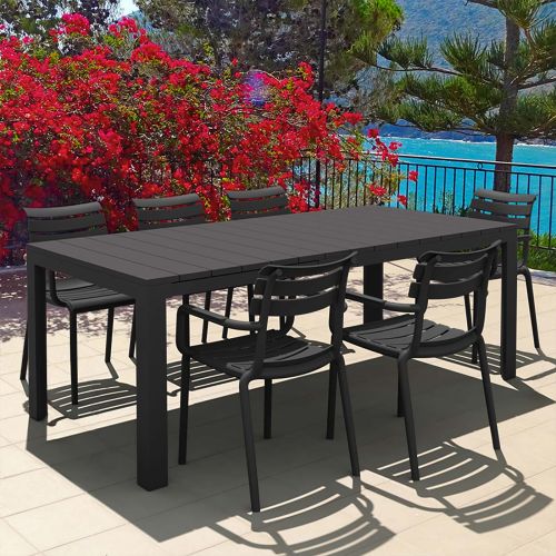 Atlantic Medium 6 Seater Set Rectangular Table With Paris Chairs in Black