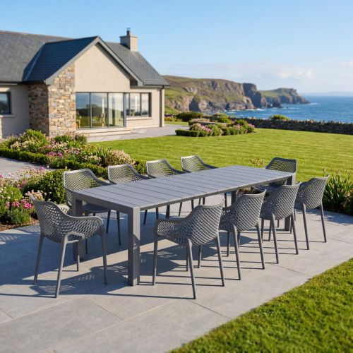 Air XL 10 Seaters Rectangular Vegas XL Dining Set - Grey