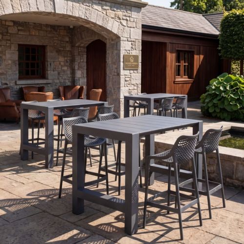 4 Air 75cm Bar Stool and Vegas Bar Extendable Table in Grey