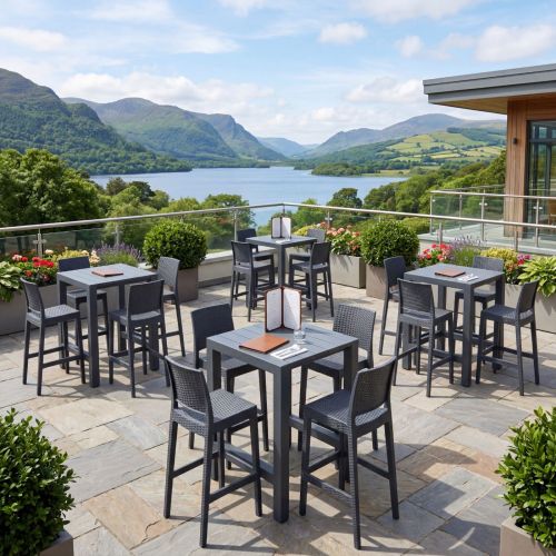 4 Jamaica Bar Stools and Vegas Bar Table Set in Grey