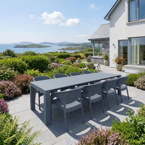 8 Panama Chairs and XL Vegas Table in Grey