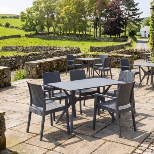 Ibiza 4 Seater Square Dining Set in Grey