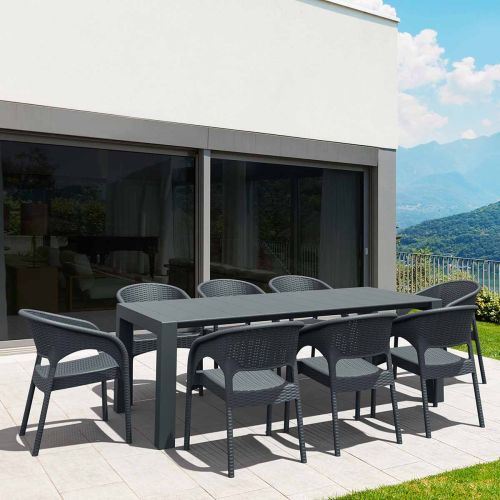 8 Panama Chairs and XL Vegas Table in Grey