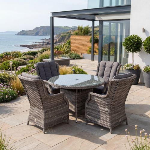 California High Back 4 Seat Round Dining Set