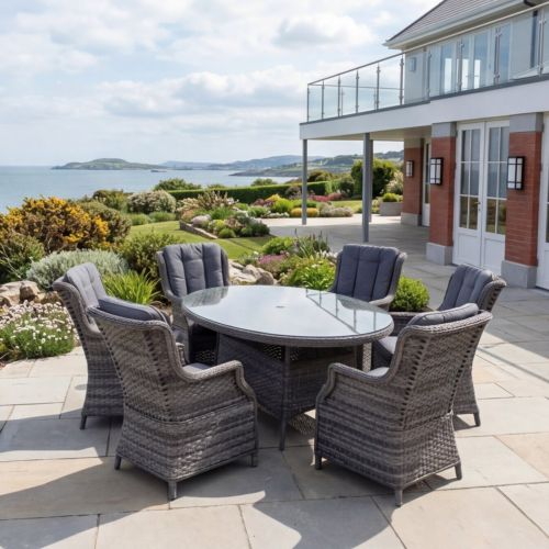 California High Back 6 Seat Oval Dining Set