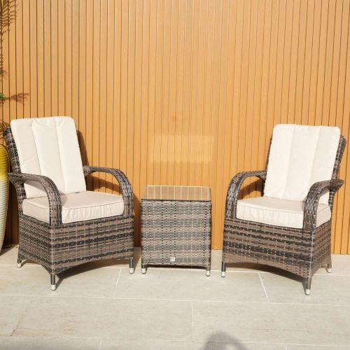 Cairo Side Table Rattan Bistro Set with Seat and Back Quick - Dry Cushions