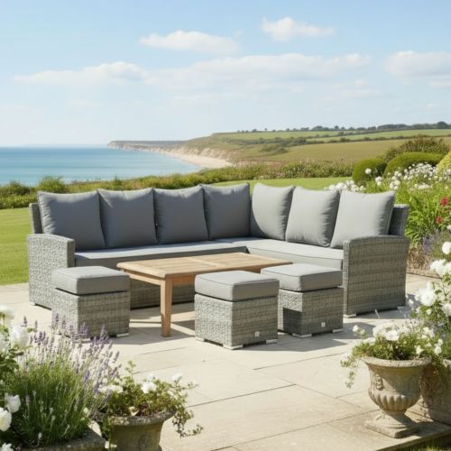 California Corner Set with Rectangular Wooden Coffee Table