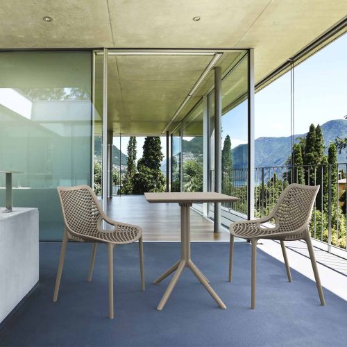 Air Chair and Sky 60 Folding Table Bistro Set in Taupe