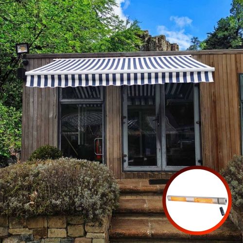 Aurora Prestige Blue and White Awning - Automatic. 3.5m x 2.5m