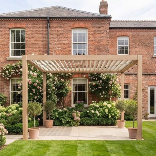 Olympus Ares 3m x 4m Pergola - Woodgrain & White