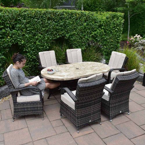 Bantry 160cm Marble Table with 6 Cairo Chairs