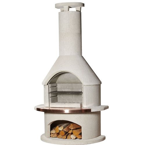 Rondo White Patio Barbecue with Copper Inlay - Buschbeck Masonry