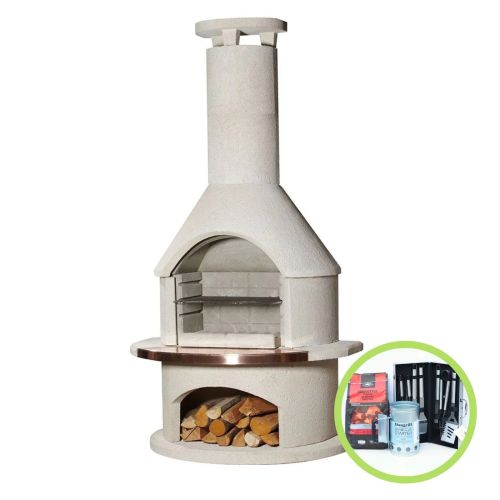 Rondo White Patio Barbecue with Copper Inlay - Buschbeck Masonry