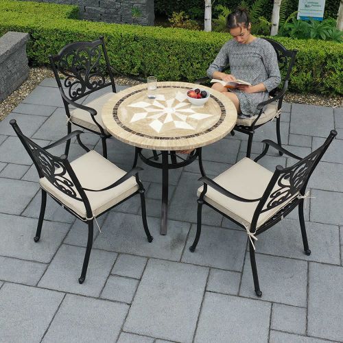 Dalkey 90cm Table with 4 Cast Aluminium Hampshire Bronze Chairs