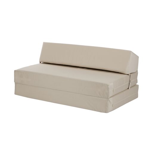 Double Chair Bed & Mattress - Cream
