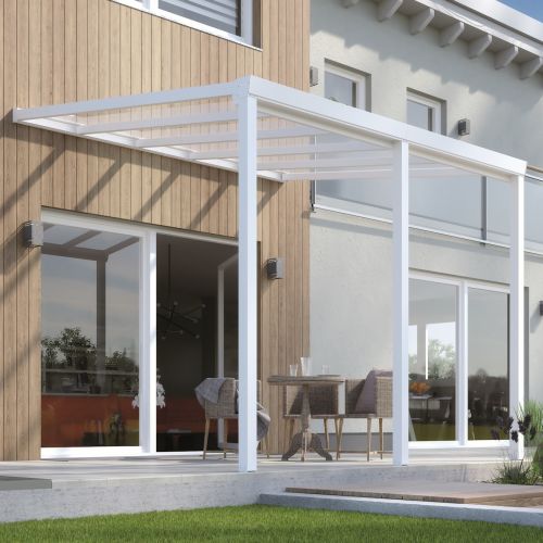 Aphrodite Veranda with Glass Roof - 4m x 3m - White