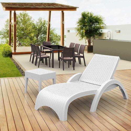 Fiji Rattan Sunlounger - White