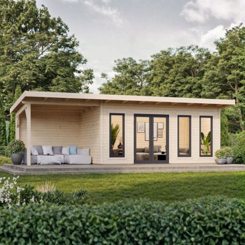 Aurelia 15.2m2 + 7.9m2 Garden Office with Side Canopy