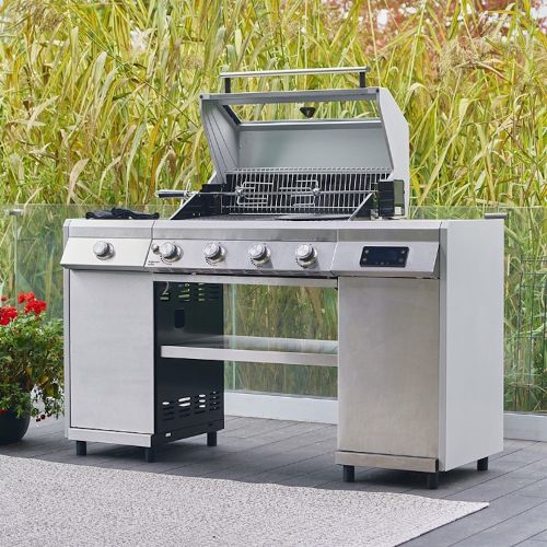 Grillstream Island 4 Burner Hybrid Gas & Charcoal BBQ - Stainless Steel