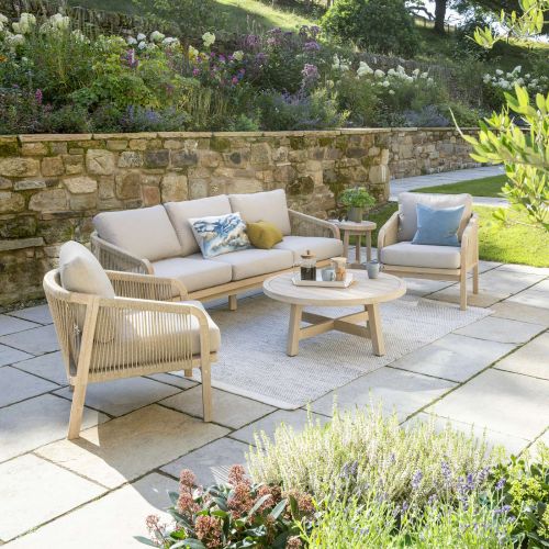 Kettler Cora Rope Lounge 3 Seat Sofa Set with Coffee Table and Side Table