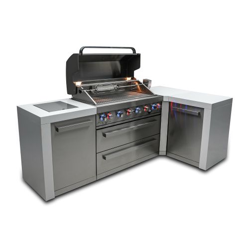 Mont Alpi - 805 6 Burner Deluxe Island Outdoor Kitchen BBQ with 90 Degree Corner