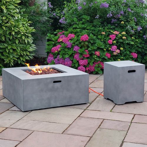 Glendalough Grey Square Firepit with Gas Bottle Cover