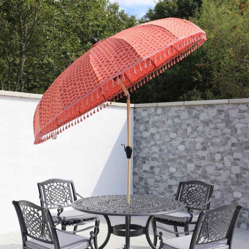 Patterned 2.2m Parasol with Crank and Tilt - Red