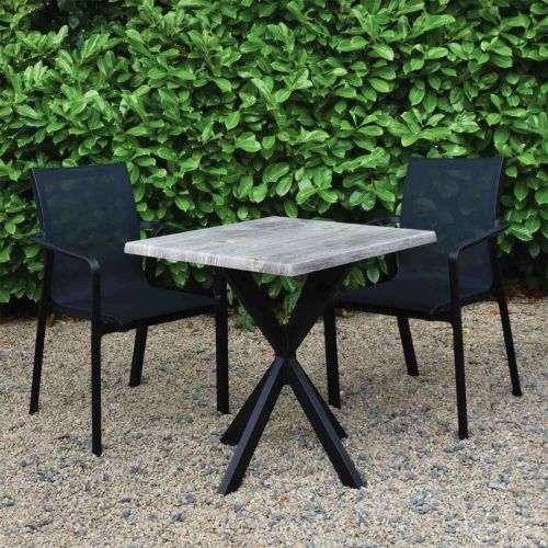 2 Seater Set Old Pine 70x70cm Square Werzalit Table Lexi Legs & Pacific Chairs