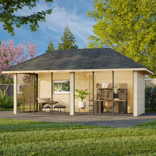 Nuala 16.6m Gazebo with Full Wall and 3 Sliding Doors (319cm x 588cm x 300cm)