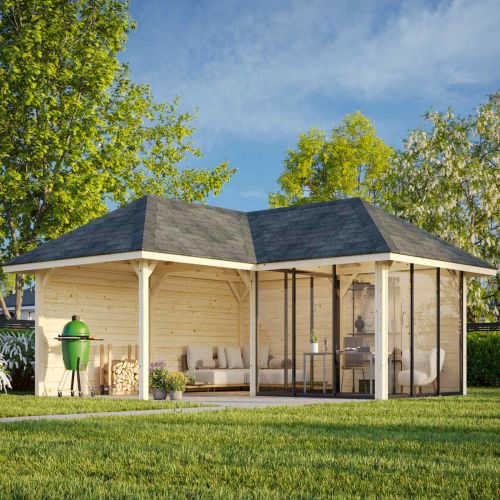 Nuala 24.9m L Gazebo with 4 Full Walls and 3 Sliding Doors (319cm x 588cm x 588cm)