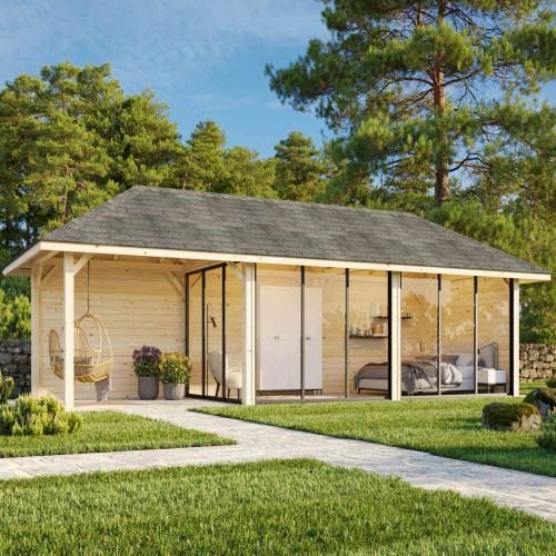 Nuala 24.9m I Gazebo with 4 Full Walls and 3 Sliding Doors (319cm x 876cm x 300cm)