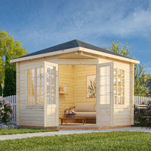 Cara 6.9m Wooden Corner Summer House Pavilion