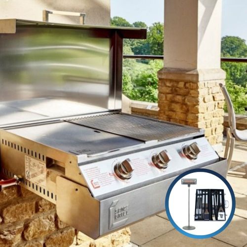 Space Grill Fold-Away 3 Burner Built-in Gas BBQ