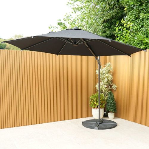 Solora 3m Charcoal Cantilever Parasol with 4 piece 64kg Base