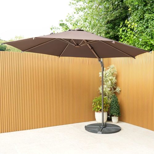 Solora 3m Taupe Cantilever Parasol with 4 piece 64kg Base