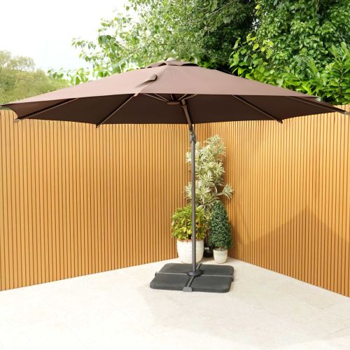 Solora 3m Taupe Cantilever Parasol with 4 Piece 104kg Base