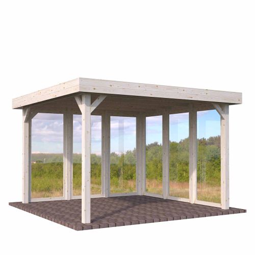 Lenna 12m Modern Gazebo with Glass Panels and EPDM Roof