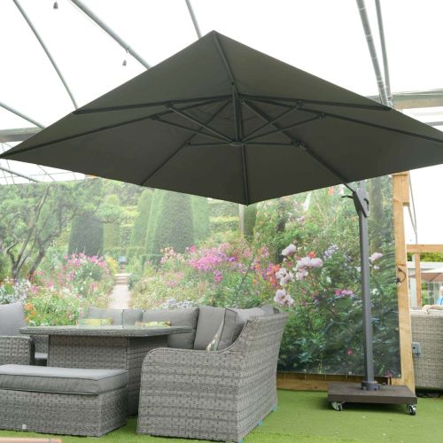 3m Square Aluminium Cantilever Parasol in Charcoal with 90kg base
