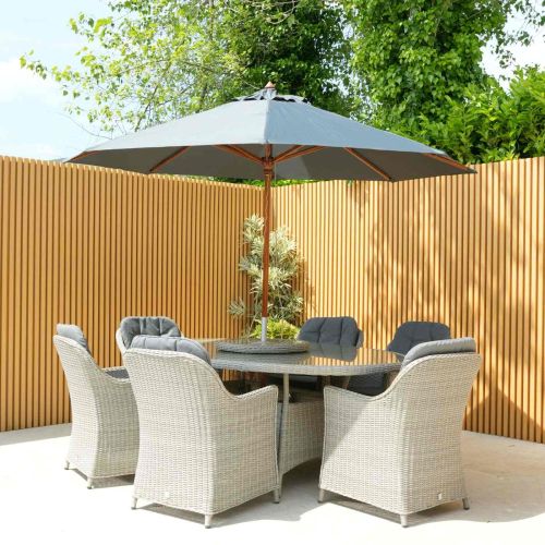 Alexander Rose Hardwood 2.7m Round Parasol with Pulley – Charcoal