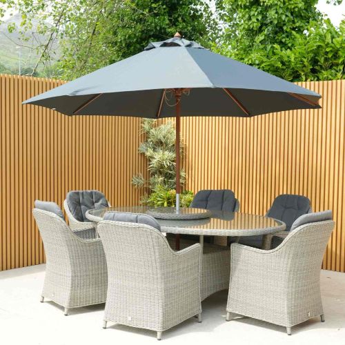 Alexander Rose Hardwood 3m Round Parasol with Pulley – Charcoal