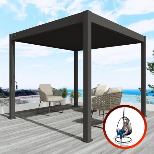 Zeus Bio-Climatic Pergola - Charcoal (3m x 3m)