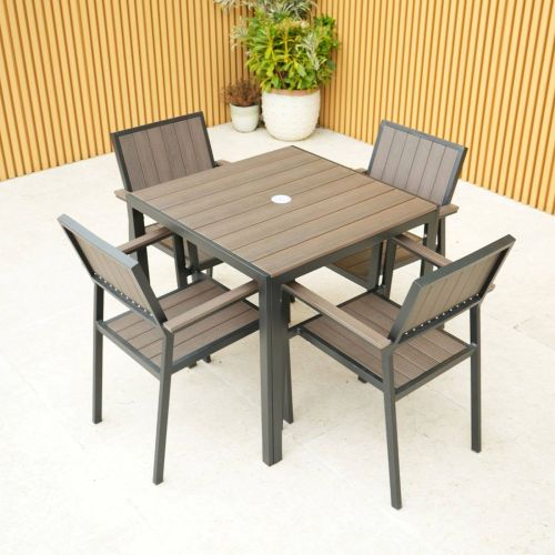 Fairmont Square Table with 4 Chairs in Black and Dark Brown
