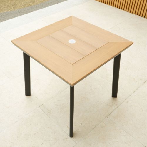 Fairmont 80cm Square Table Wide Legs - Black and Brown