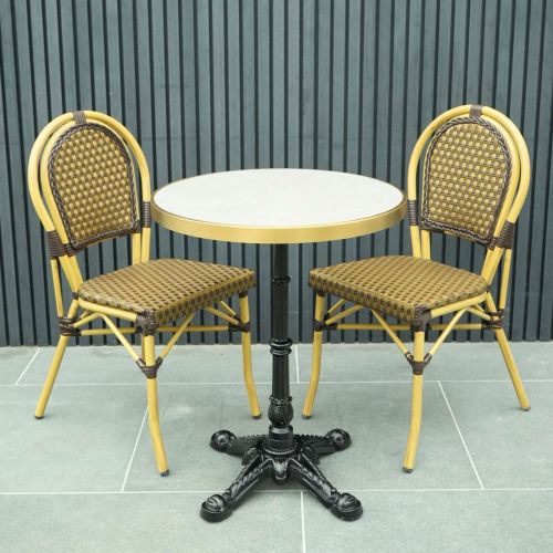 Sinter 60cm Round Table Bistro Set with 2 Roma Chairs