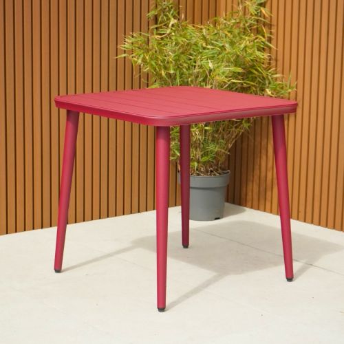 Amalfi 75cm Square Aluminium Garden Dining Table - Red