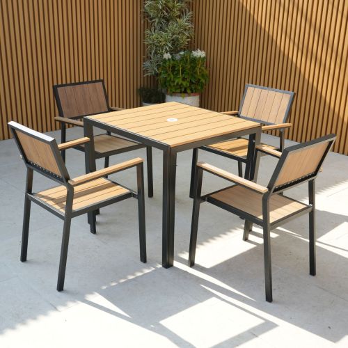 Fairmont Square Table with 4 Chairs in Black/Light Brown