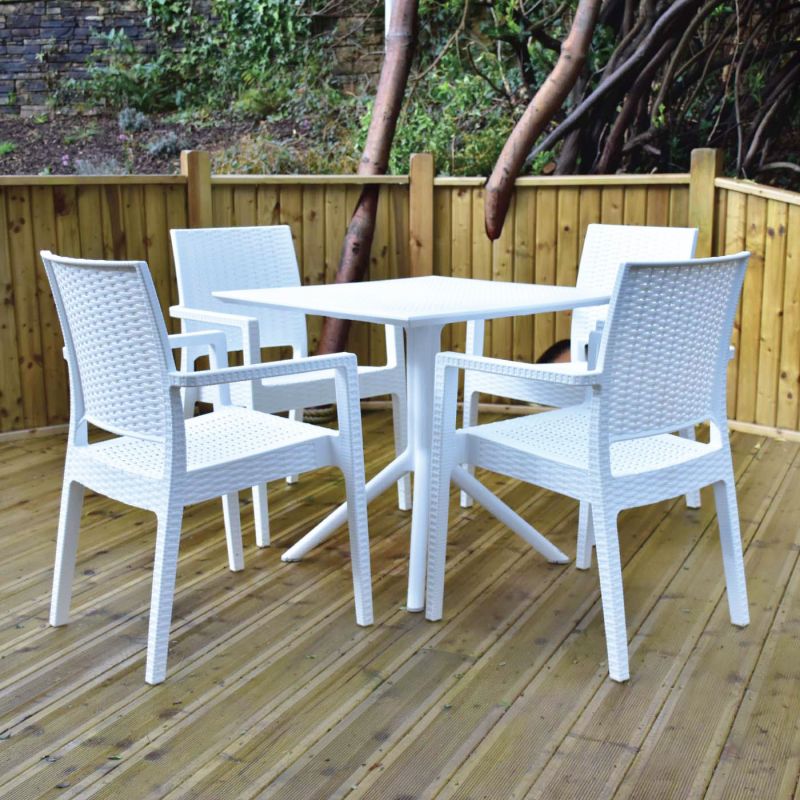 Sky 4 Seater Table with Chairs in White