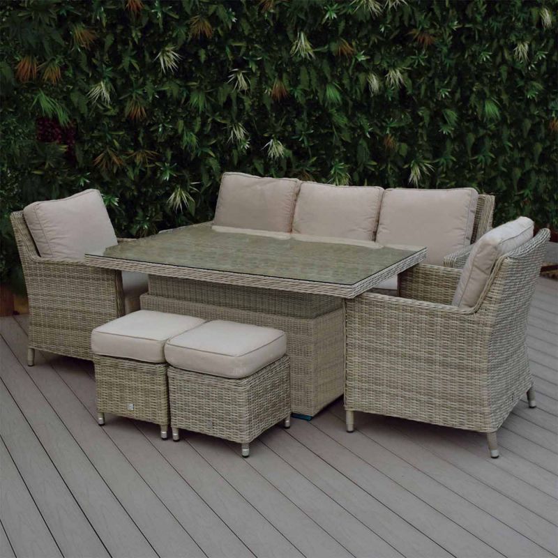 Hamilton 3 Seat Rattan Sofa Set with Rectangular Rising Table