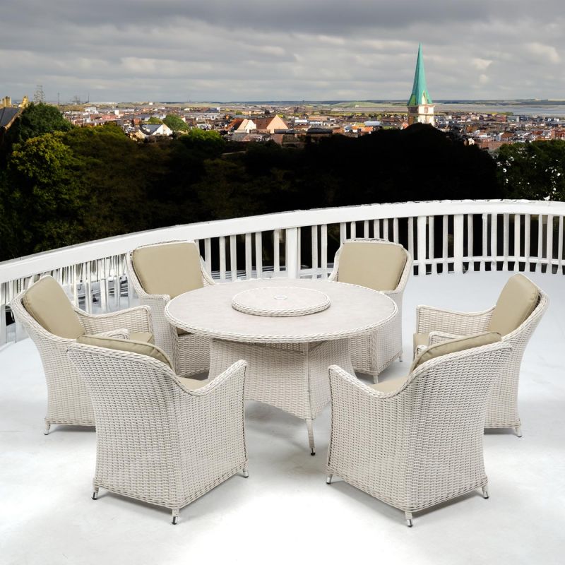 Connemara Rattan 6 Seater Round Dining Set with Lazy Susan